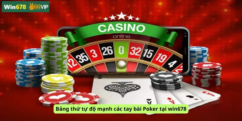 Bảng thứ tự độ mạnh các tay bài Poker tại win678